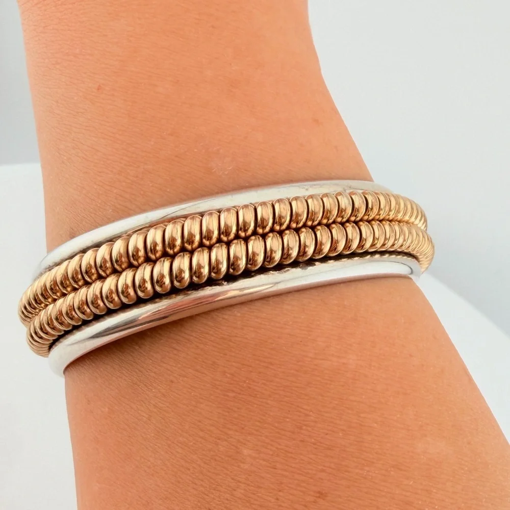 Navajo sterling Tahe cuff with 12k gold fill